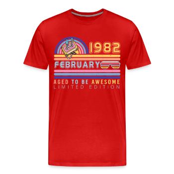 Born 1982 in February Retro - Men's Premium Organic T-Shirt - red - Front - Damien (186cm)