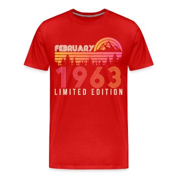 1963 Millésime limité en février - T-shirt bio Premium Homme - rouge - Devant - Damien (186cm)