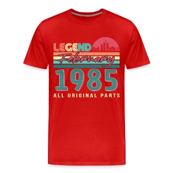 Geboren Februar 1985 Retro - Männer Premium Bio T-Shirt - Rot - Vorne - Damien (186cm)