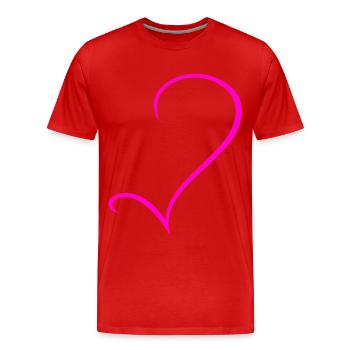 Halbes Pinkes Herz - Männer Premium Bio T-Shirt - Rot - Vorne - Damien (186cm)