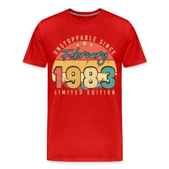 Born 1983 in February Retro - Men's Premium Organic T-Shirt - red - Front - Damien (186cm)