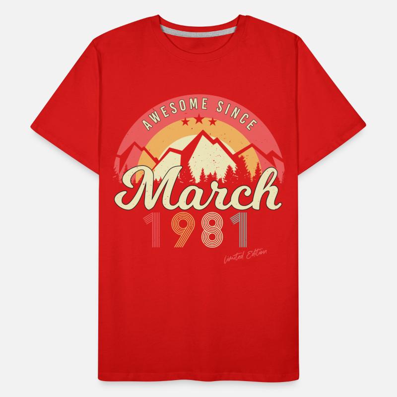 Né en mars 1981 Retro T-shirt bio Premium Homme