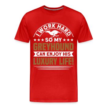 Mein Windhund genießt sein Leben - Männer Premium Bio T-Shirt - Rot - Vorne - Damien (186cm)