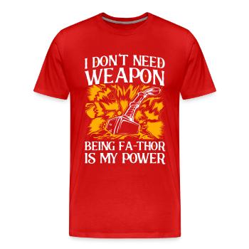Fa-Thor Father Papa Dad - Men's Premium Organic T-Shirt - red - Front - Damien (186cm)