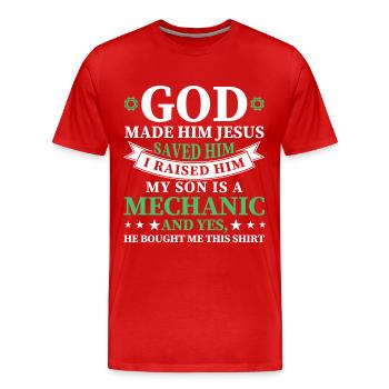 Mein Sohn Vater Mechaniker Vater Familie - Männer Premium Bio T-Shirt - Rot - Vorne - Damien (186cm)