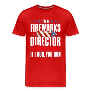 Drôle de feu d’artifice pyrotechnicien disant - T-shirt bio Premium Homme - rouge - Devant - Damien (186cm)