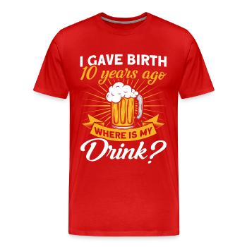 10th Birthday Beer Drinking Mom Mom - Men's Premium Organic T-Shirt - red - Front - Damien (186cm)