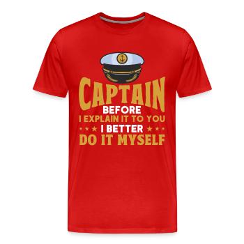 Lovers of the boat Boat Captain Captains - Men's Premium Organic T-Shirt - red - Front - Damien (186cm)