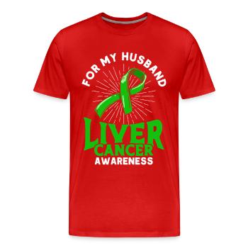 Pour mon mari cancer du foie - T-shirt bio Premium Homme - rouge - Devant - Damien (186cm)