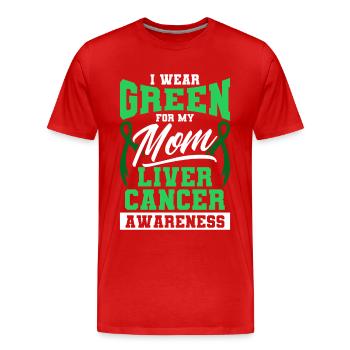 Je porte du vert pour le cancer du foie de ma mère - T-shirt bio Premium Homme - rouge - Devant - Damien (186cm)