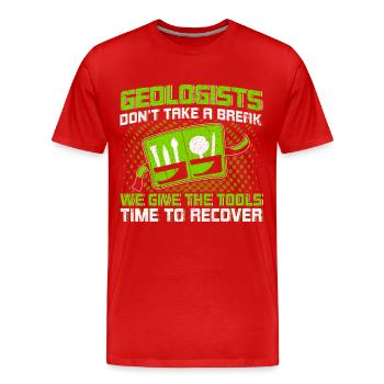 Les géologues ne prennent pas de pause Les outils récupèrent - T-shirt bio Premium Homme - rouge - Devant - Damien (186cm)