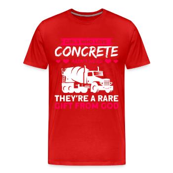 Mädchen, die Beton lieben, sind nicht seltsam - Männer Premium Bio T-Shirt - Rot - Vorne - Damien (186cm)