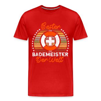 Bademeister Schwimmbad Lifeguard Rettungsschwimmer - Männer Premium Bio T-Shirt - Rot - Vorne - Damien (186cm)