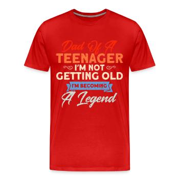 Père d’un adolescent qui devient une légende - T-shirt bio Premium Homme - rouge - Devant - Damien (186cm)