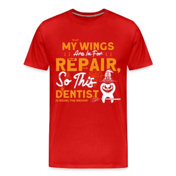 Dentiste Costume d’Halloween Assistant dentaire - T-shirt bio Premium Homme - rouge - Devant - Damien (186cm)