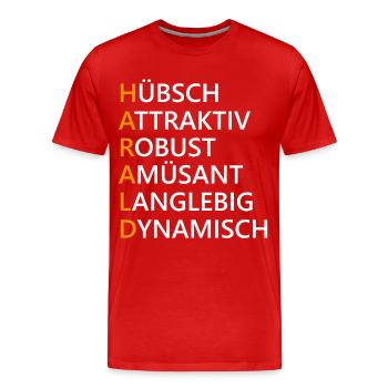 Harald Name Geschenk - Männer Premium Bio T-Shirt - Rot - Vorne - Damien (186cm)