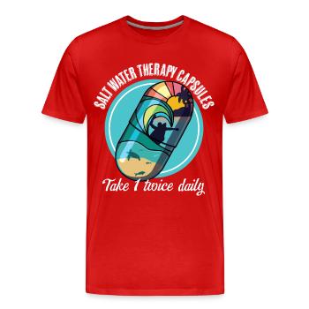 Thérapie à l’eau salée Drôle de surf T-Shirt - T-shirt bio Premium Homme - rouge - Devant - Damien (186cm)