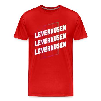 Leverkusen Germany City Font Skyline - Men's Premium Organic T-Shirt - red - Front - Damien (186cm)
