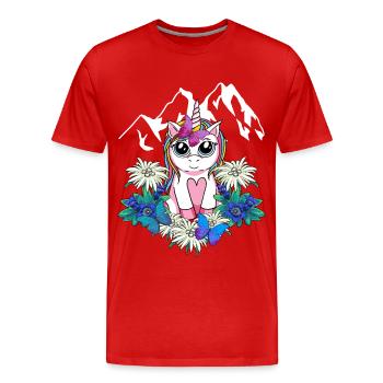 Alpes Licorne Printemps Animaux mythiques Alm Enfants - T-shirt bio Premium Homme - rouge - Devant - Damien (186cm)