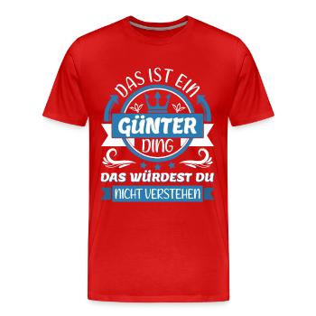 Günter Name Vorname Namenstag Namensgeschenk - Männer Premium Bio T-Shirt - Rot - Vorne - Damien (186cm)