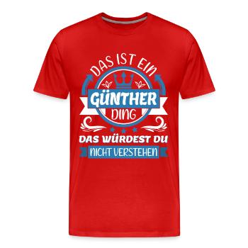 Günther Name Vorname Namenstag Namensgeschenk - Männer Premium Bio T-Shirt - Rot - Vorne - Damien (186cm)