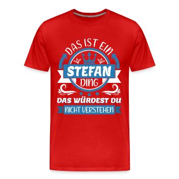 Stefan Name Vorname Namenstag Namensgeschenk - Männer Premium Bio T-Shirt - Rot - Vorne - Damien (186cm)