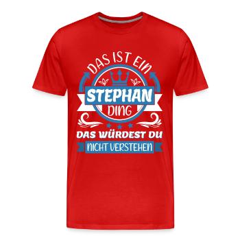 Stephan Name Vorname Namenstag Namensgeschenk - Männer Premium Bio T-Shirt - Rot - Vorne - Damien (186cm)