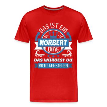 Norbert Name Vorname Namenstag Namensgeschenk - Männer Premium Bio T-Shirt - Rot - Vorne - Damien (186cm)