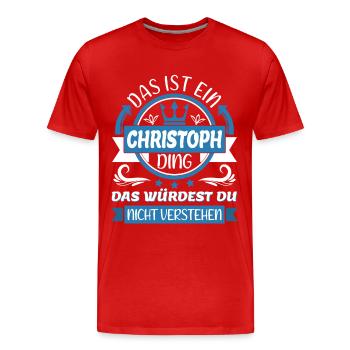 Christoph Name Vorname Namenstag Namensgeschenk - Männer Premium Bio T-Shirt - Rot - Vorne - Damien (186cm)