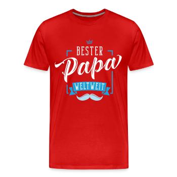 Bester Papa weltweit Vater Geschenk - Männer Premium Bio T-Shirt - Rot - Vorne - Damien (186cm)