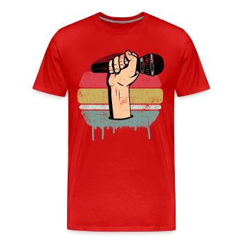 Mikrofon Retro - Männer Premium Bio T-Shirt - Rot - Vorne - Damien (186cm)
