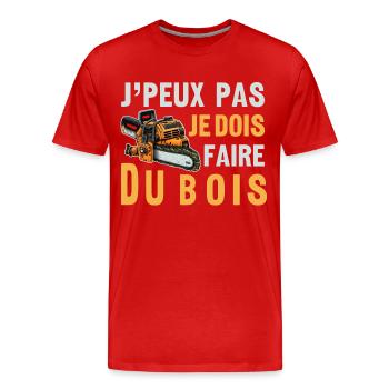 J'peux pas je dois Faire Du Bois,papa forestier - T-shirt bio Premium Homme - rouge - Devant - Damien (186cm)