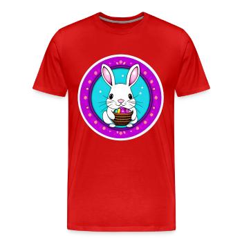 Lapin de Pâques et panier de Pâques - T-shirt bio Premium Homme - rouge - Devant - Damien (186cm)