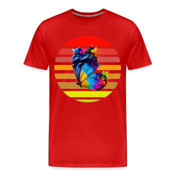 Schmetterling mit Farbklecksen - Männer Premium Bio T-Shirt - Rot - Vorne - Damien (186cm)