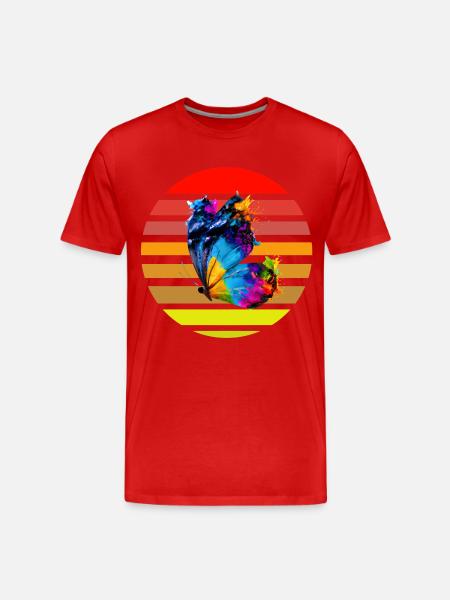 Butterfly with splashes of paint - Men's Premium Organic T-Shirt - red