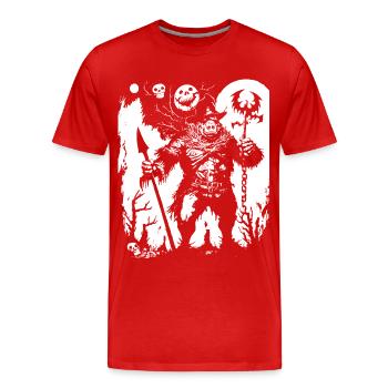 Dunkle Kunst Okkulter Horror Skelett Thrash Metal Grinsen - Männer Premium Bio T-Shirt - Rot - Vorne - Damien (186cm)
