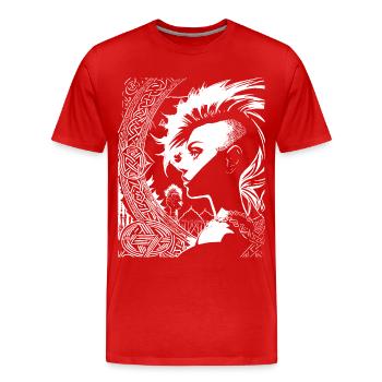 Fantasy Post Punk Celtic Tribal Art Batcave Girl - T-shirt bio Premium Homme - rouge - Devant - Damien (186cm)