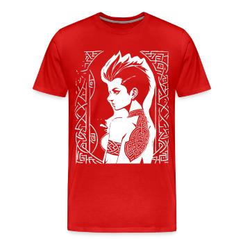 Fantasy Post Punk Keltisch Stamm Bathöhle Mohawk Gi - Männer Premium Bio T-Shirt - Rot - Vorne - Damien (186cm)