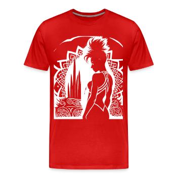 Fantasy Post Punk Keltisch Stamm Bathöhle Mohawk Gi - Männer Premium Bio T-Shirt - Rot - Vorne - Damien (186cm)