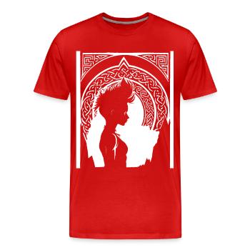 Fantasy Post Punk Keltisch Stamm Bathöhle Mohawk Gi - Männer Premium Bio T-Shirt - Rot - Vorne - Damien (186cm)