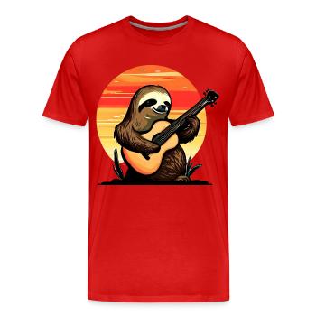 Musikalisches Faultier - Männer Premium Bio T-Shirt - Rot - Vorne - Damien (186cm)