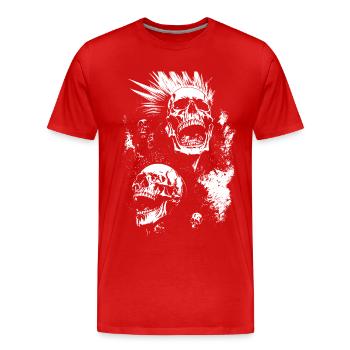 Anarchy Fan Skull avec Mohawk Crazy Antisocial Pu - T-shirt bio Premium Homme - rouge - Devant - Damien (186cm)