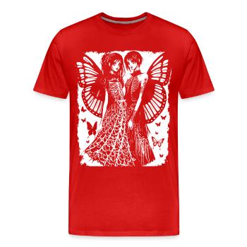 Anarchy Fan Skull avec Mohawk Crazy Antisocial Pu - T-shirt bio Premium Homme - rouge - Devant - Damien (186cm)