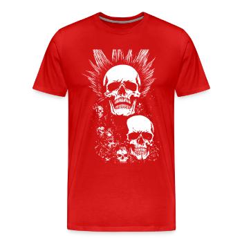Anarchy Fan Skull avec Mohawk Crazy Antisocial Pu - T-shirt bio Premium Homme - rouge - Devant - Damien (186cm)