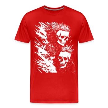 Punkrock Fan Skull avec Mohawk Crazy Antisocial P - T-shirt bio Premium Homme - rouge - Devant - Damien (186cm)