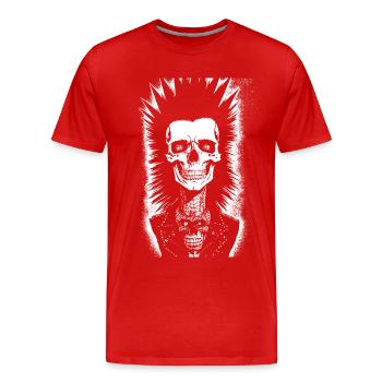 Crâne de fan de punkrock avec Mohawk Crazy Antisocial P - T-shirt bio Premium Homme - rouge - Devant - Damien (186cm)