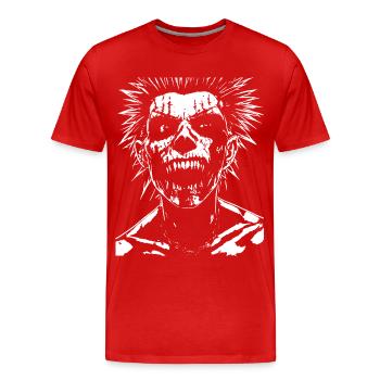 Anarchy Fan Skull avec Mohawk Crazy Antisocial Pu - T-shirt bio Premium Homme - rouge - Devant - Damien (186cm)