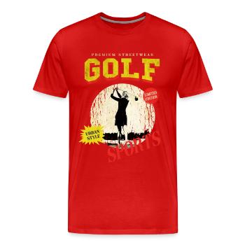 Golf Golfing Golfer Sport Hobby Club Vintage - Men's Premium Organic T-Shirt - red - Front - Damien (186cm)