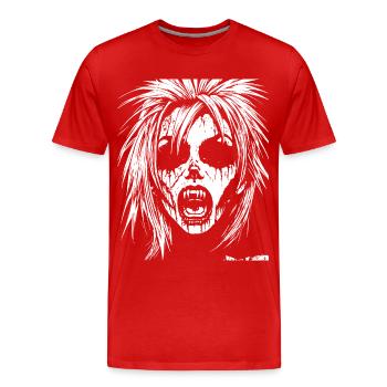 Punkrock Fan Skull mit Mohawk Crazy Antisocial P - Männer Premium Bio T-Shirt - Rot - Vorne - Damien (186cm)