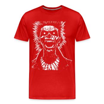 Anarchy Fan Skull mit Mohawk Crazy Antisocial Pu - Männer Premium Bio T-Shirt - Rot - Vorne - Damien (186cm)